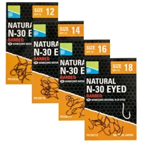 Preston Innovations Natural N-30 Barbed Eyed Hooks